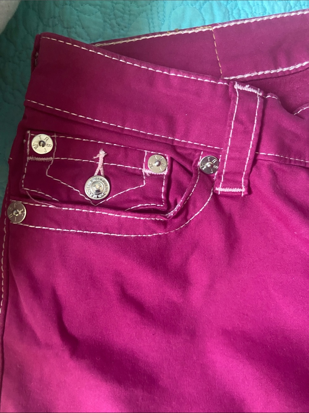 True Religion Women’s Super Skinny Jeans in Boysenberry Pink - Picture 9 of 10